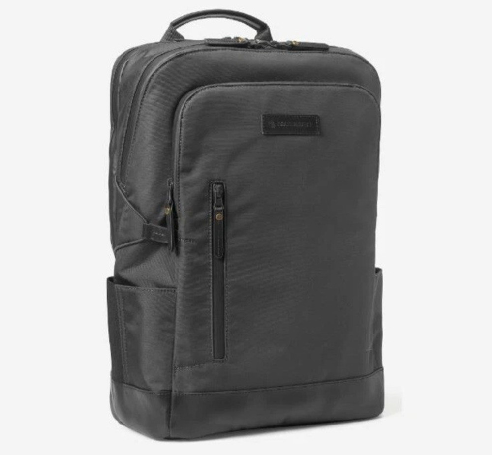 Johnston & Murphy Hudson Waterproof Backpack Black Leather Trim Travel Bag EUC